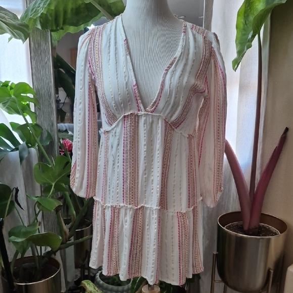 Blue Island White and Pink Striped Blouse - Picture 1 of 5